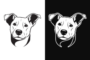 Dog head happy black and white tshirt design