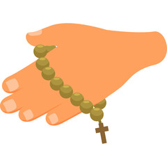 Hand Holding Rosary Beads with a Cross Pendant Symbolizing Faith and Prayer in a Close Up View