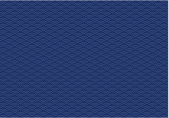 ポップな青海波パターン背景(紺) © 浦野すう