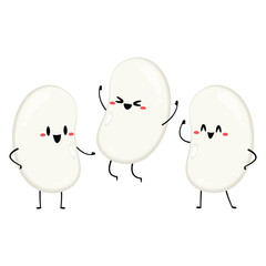 White kidney beans character design. White kidney beans vector.
