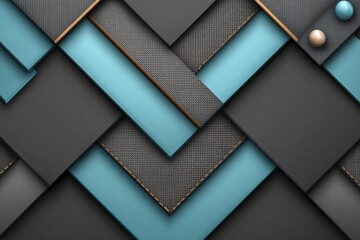 Dynamic Geometric Abstract Graphic Design with Interlocking Textures and Sharp Edges in Blue Tones