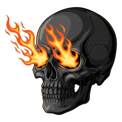Skull with Flaming Eyes Illustration