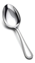 Highly polished serving spoon with a reflective metallic surface
