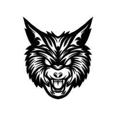 angry cat head logo illustration