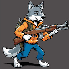 cute cartoon wolf vector