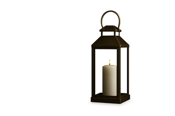 All Saints Day Minimal Brass Lantern on Black Background