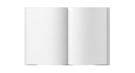 Open blank book on white background: canvas for imagination and creativity