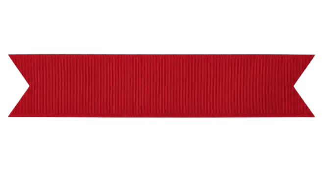 Red ribbon banner with textured design on transparent background