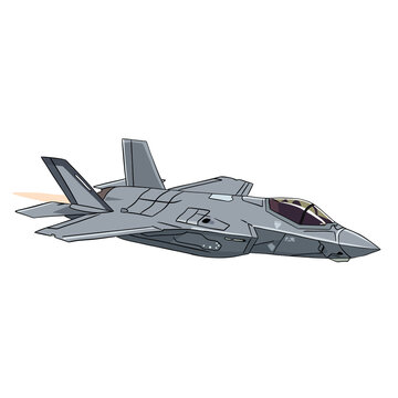 Sleek modern fighter f-35 jet soaring through the sky with powerful engine exhaust, ready for aerial missions and defense.