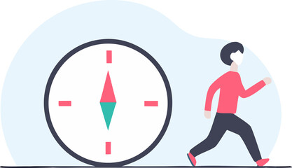 business people holding a compass and a map illustration