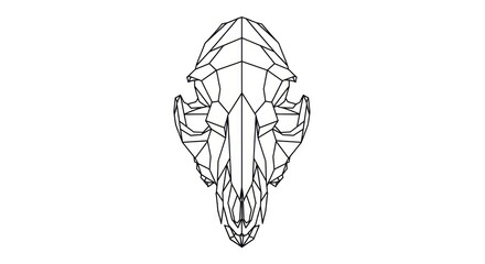 Geometric depiction of an animal skull comprised of polygonal segments symmetrical design