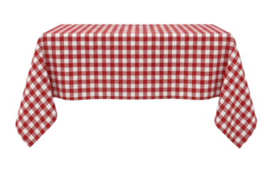 Red and white gingham tablecloth transparent background cutout png