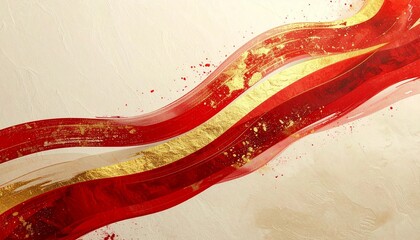 赤と金の躍動感ある和紙風背景デザイン generative ai
