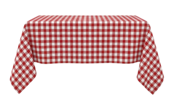 Red and white gingham tablecloth transparent background cutout png - Powered by Adobe