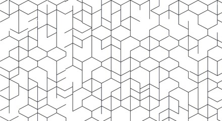 Intricate geometric network of interconnected hexagonal shapes against a white backdrop
