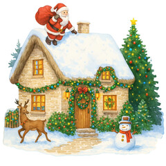 Cozy Winter Storefronts & Houses PNG