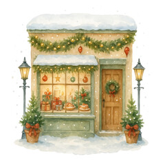 Cozy Winter Storefronts & Houses PNG