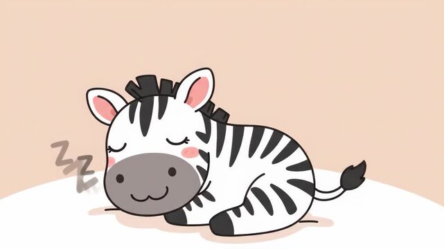 Sweet Dreams Baby Zebra Curled Up with Sleeping Peacefully.