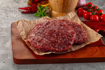 Raw beef burger cutlet for grill