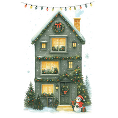 Cozy Winter Storefronts & Houses PNG