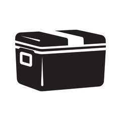 Vector art of black and white icon of a cooler