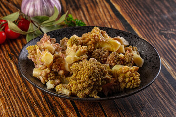 Vegan dietary steamed romanesco cabbage