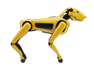 Yellow robot dog transparent background cutout png
