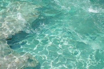 Fototapeta premium Abstract Turquoise Water Surface with Sparkling Sunlight Reflections