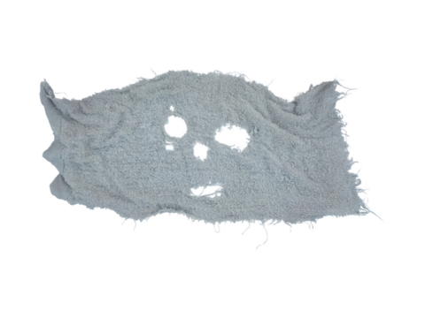 Ghost Face Shape Torn White Cloth on Black Background — Halloween Texture Concept on transparent background