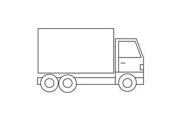 Delivery Truck Line Icon – Cargo Transport and Logistics Vehicle Outline Vector