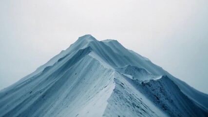 Upon starting, camera tilting downward, panning right over snowy mountain ridge showing side slopes - Powered by Adobe