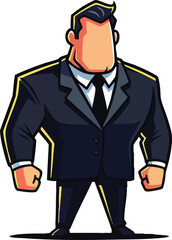Obraz premium Pixel Art Male Security Guard In Dark Suit And Tie Facing Forward With Square Jaw And Faceless Body