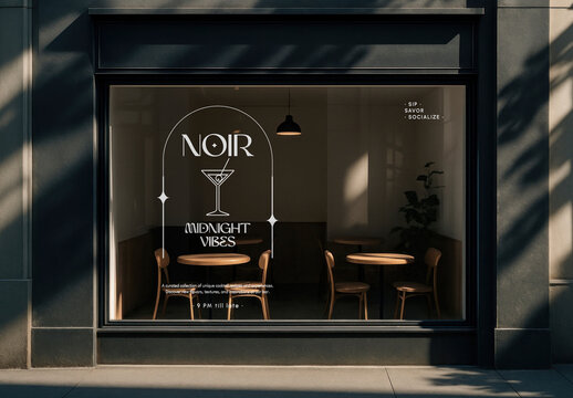 Chic Cafe Window Mockup Design PSD