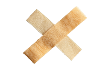 Two bandages crossed forming isolated on transparent background. Band Aid bandage isolated white background.