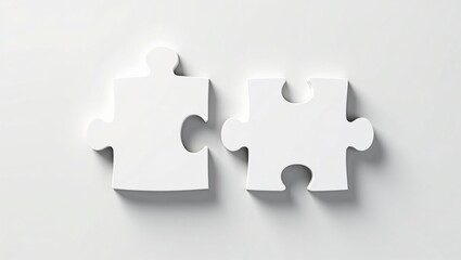 Two white puzzle pieces fitting together, symbol of love, Valentine's Day background
