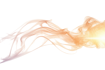 Abstract flowing light trails and smoke effect isolated on transparent background. Beam of light piercing through isolate on white background.
