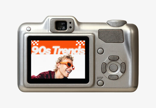 Retro Camera Displays Mockup 90s Fashion PSD
