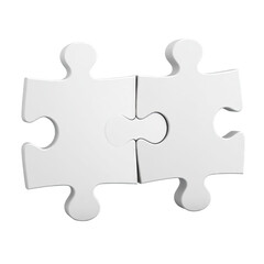 Obraz premium Two white puzzle pieces fitting together tightly