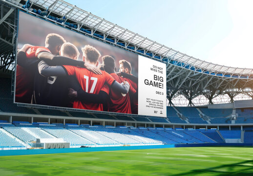 Team Unity Displayed On Stadium Billboard Mockup PSD