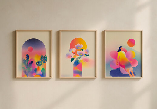 Vibrant Abstract Framed Art Mockup PSD