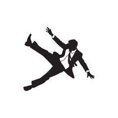 Vector art of silhouette of a businessman falling