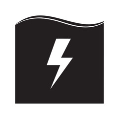 Vector art of white lightning bolt symbol on with wavy line at top
