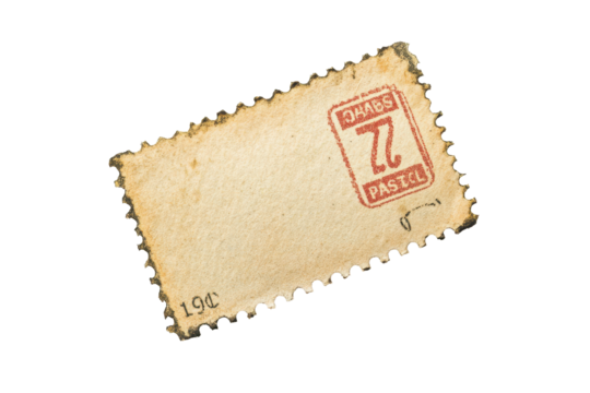 Vintage postage stamp with cancellation mark isolated on transparent background. Blank postage stamp clean postage stamp isolated on white background. - Powered by Adobe