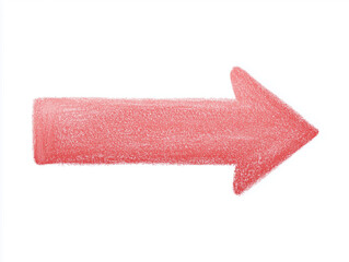 クレヨンタッチで描かれた右向きの赤い矢印イラスト