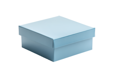 Sparkling blue gift box isolated on transparent background. Blue gift box isolated on white background.