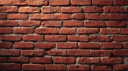 Obraz premium Detailed Close Up of Weathered Red Brick Wall with Mortar Joints and Textural Surfaces in Horizontal Orientation with Shadows