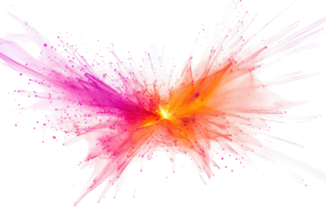 Explosion of pink and orange isolated on transparent background. Bright explosion with radiant lines capturing intense energy release isolated on white background.