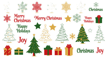 set of christmas trees