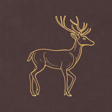 Elegant deer line animation isolated asset, transparent 4K video, alpha channel, ProRes 4444