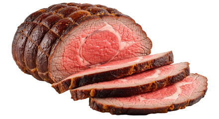 Sliced roast beef with transparent background cutout png